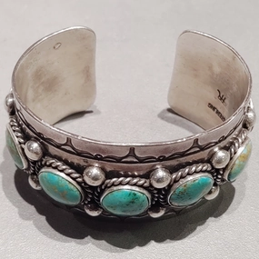 Turquoise Sterling Bracelet - Handmade Native American Weekend Vibe Evergreen style