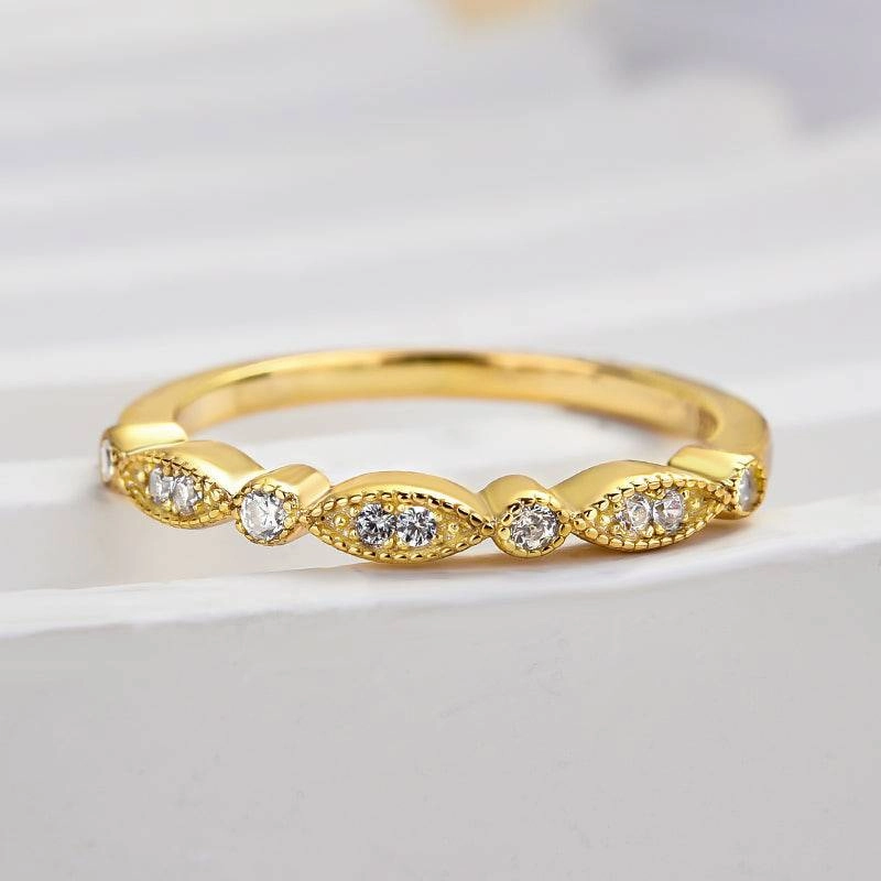 Delicate Edge Louily Art Deco Half Eternity Women's Wedding Band In Sterling Silver