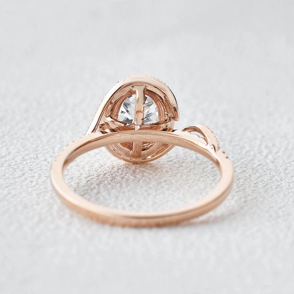 Night Accent Custom Jewelry Design Twist Oval Moissanite Halo Inspired Ring