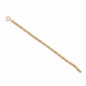 Evening Detail Twist Rope Chain 14K Yellow Gold-filled Anklet 9-inch Adjustable Length, Made in the USA