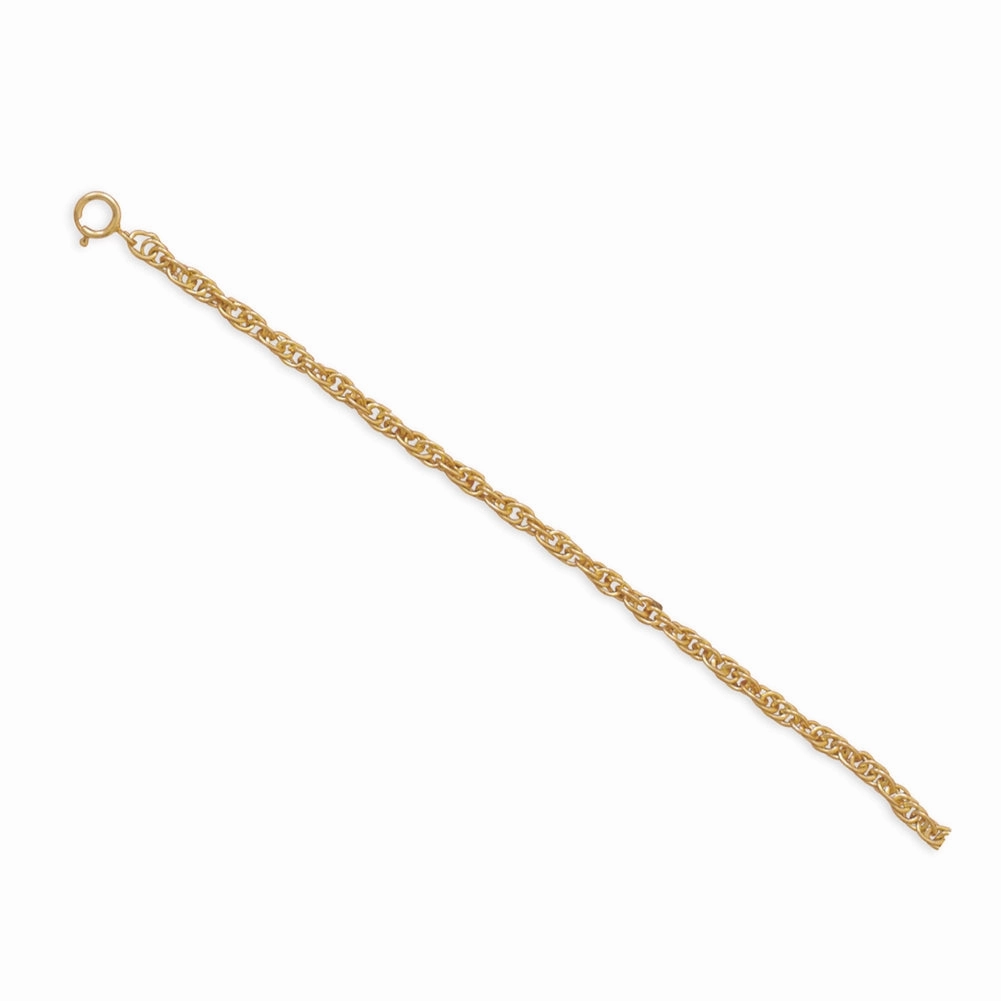 Evening Detail Twist Rope Chain 14K Yellow Gold-filled Anklet 9-inch Adjustable Length, Made in the USA