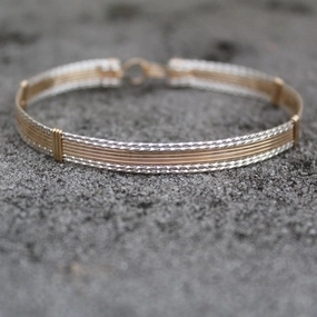 Two Tone Sterling Silver Twist & Gold Filled Smooth Wire Bracelet  TTSSSSTT Urban Edge Commendable Combinations