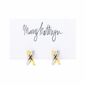 Vacation Accent Durable Finish Two Toned Criss Cross Huggie