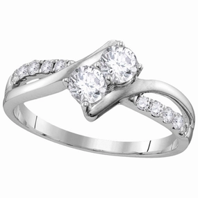 All ages Superior Style Hearts Together Diamond Ring 10k White Gold 5/8 CTW 12 Diamonds EGL Certified, 8