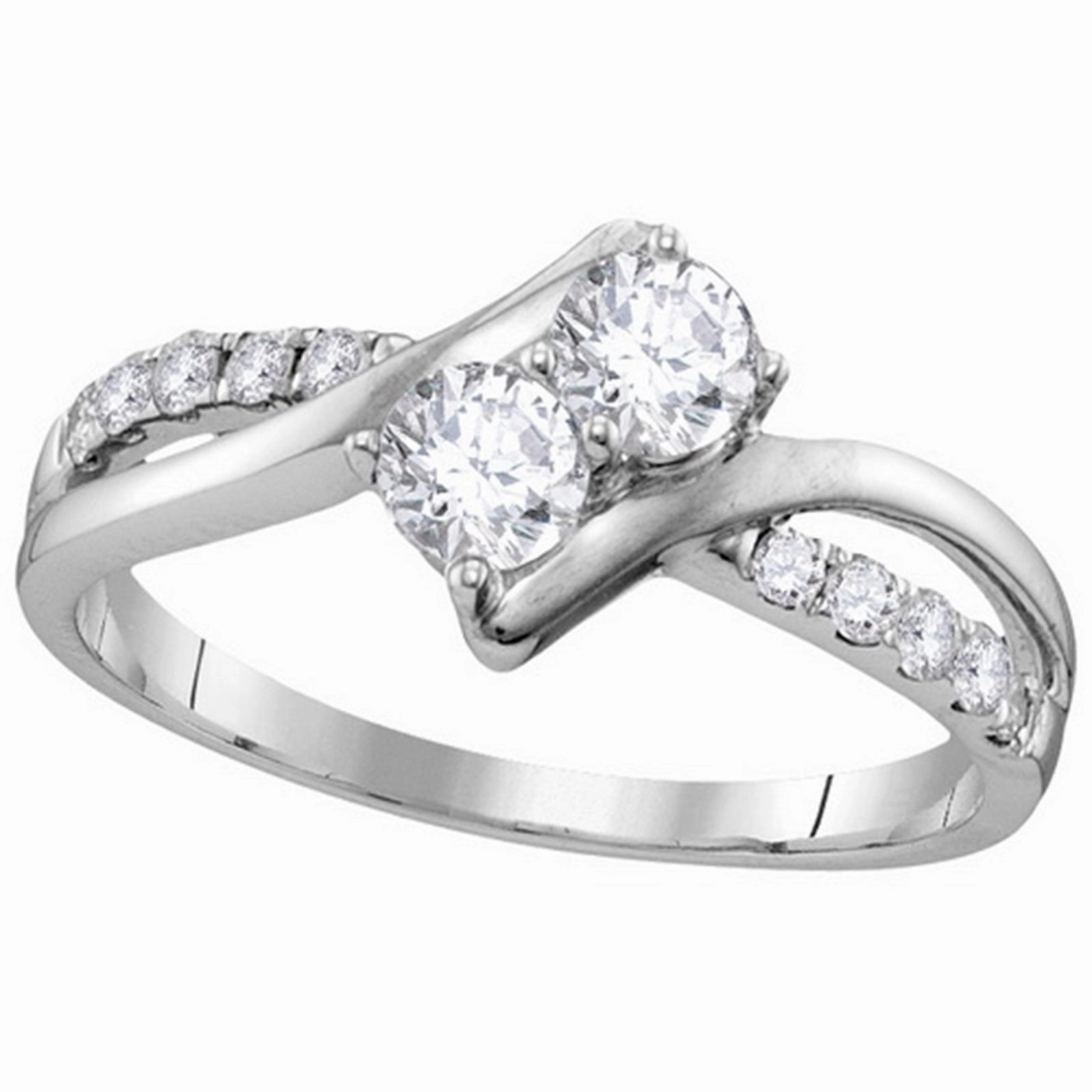 All ages Superior Style Hearts Together Diamond Ring 10k White Gold 5/8 CTW 12 Diamonds EGL Certified, 8