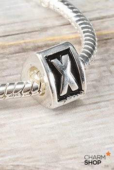 Unique Shine Everyday Design Letter X Block Bead Charm