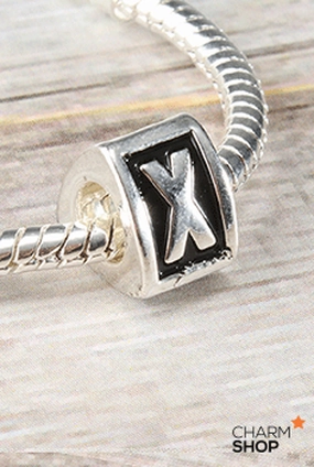 Unique Shine Everyday Design Letter X Block Bead Charm