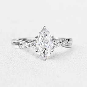 Pure Brilliance Vibrant Sparkle Marquise Cut Moissanite Classic Infinity Engagement Ring