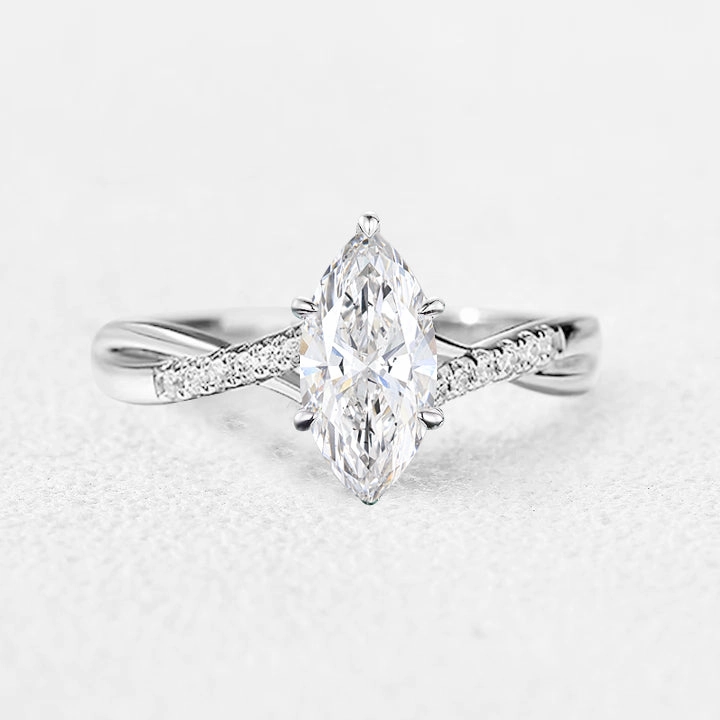 Bridal Ready Graceful Shine Marquise Cut Moissanite Classic Infinity Engagement Ring