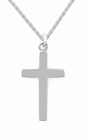Polished Cross Charm Small Pendant Sterling Silver with Chain Travel Style Grace Note