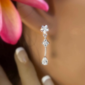 Comfortable Design Chic Option Ku??u Aloha Plumeria CZ Dangle Earrings