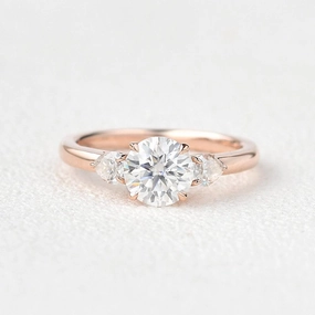 Handcrafted Treasures Fashion Look 1ct Roundness Moissanite Rose Gold Ring