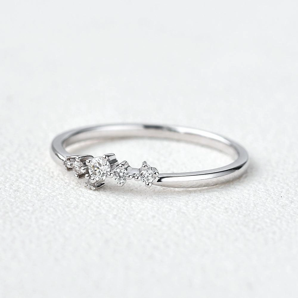 Dainty Shine Soft Mood Unique Floral Snowflake Band White Gold Ring