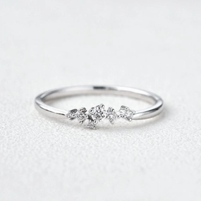 Unique Floral Snowflake Band White Gold Ring Soft Appeal