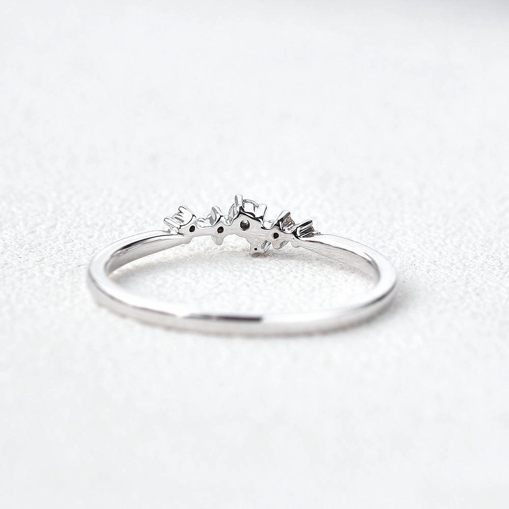 Flirty Accent Elegant Accent Unique Floral Snowflake Band White Gold Ring