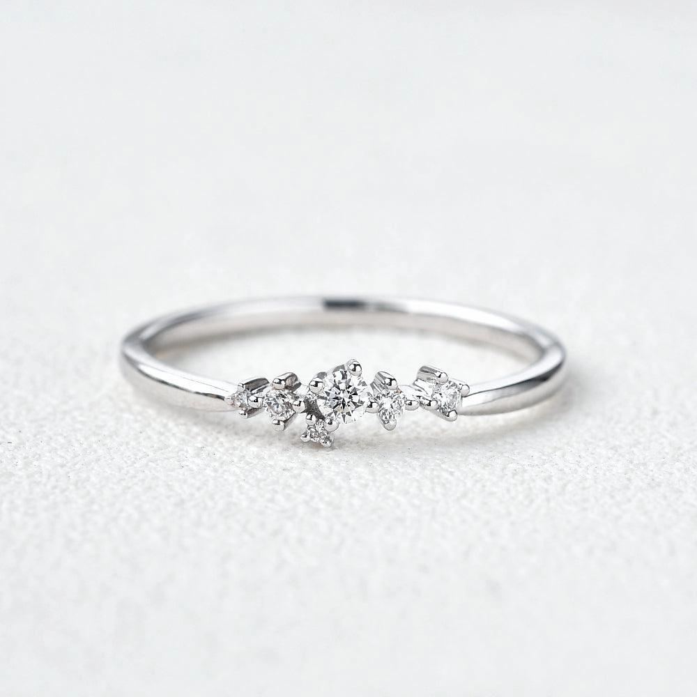 Unique Floral Snowflake Band White Gold Ring Soft Appeal