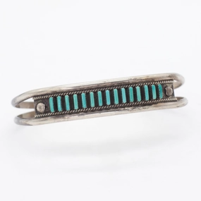Modern Classic Navajo Handmade Sterling Silver Turquoise Cuff Bracelet (Hallmark Unknown)