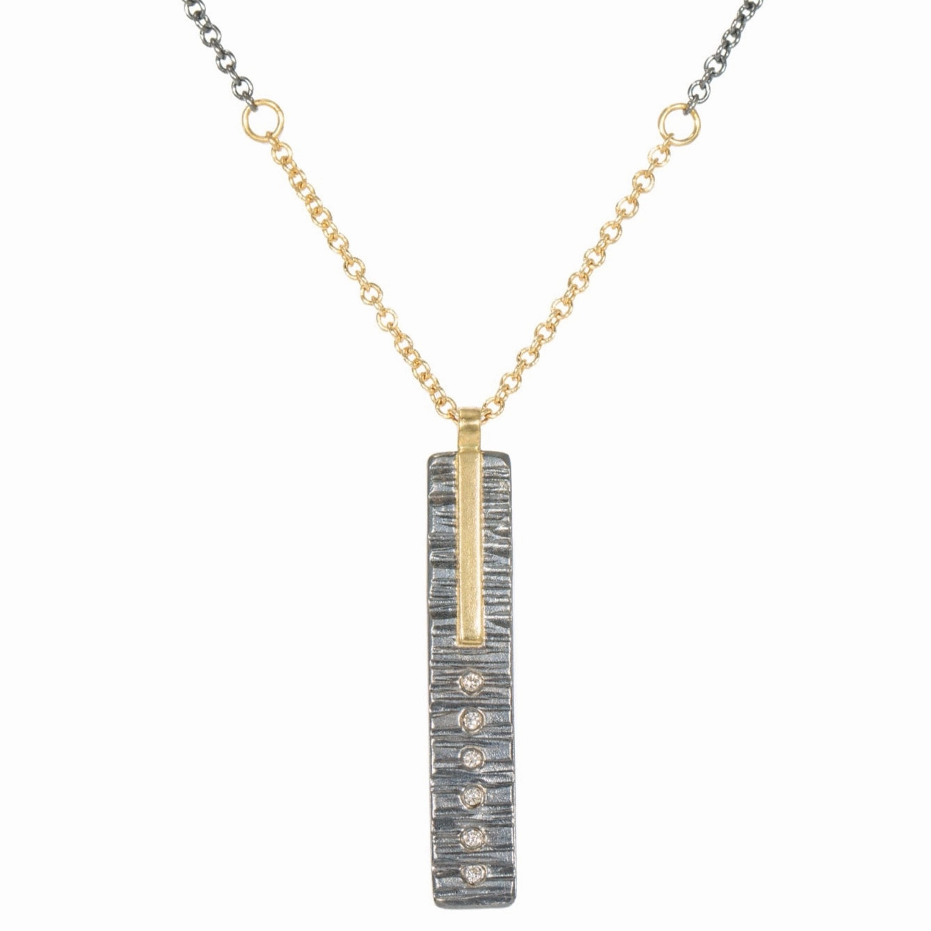Mini Classic Aspen Necklace - 18k gold, Oxidized Silver   Reclaimed Diamonds Ideal Style