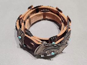 Tom Charlie Navajo Turquoise Sterling Silver Concho Belt - Handmade Native American Glam Mode