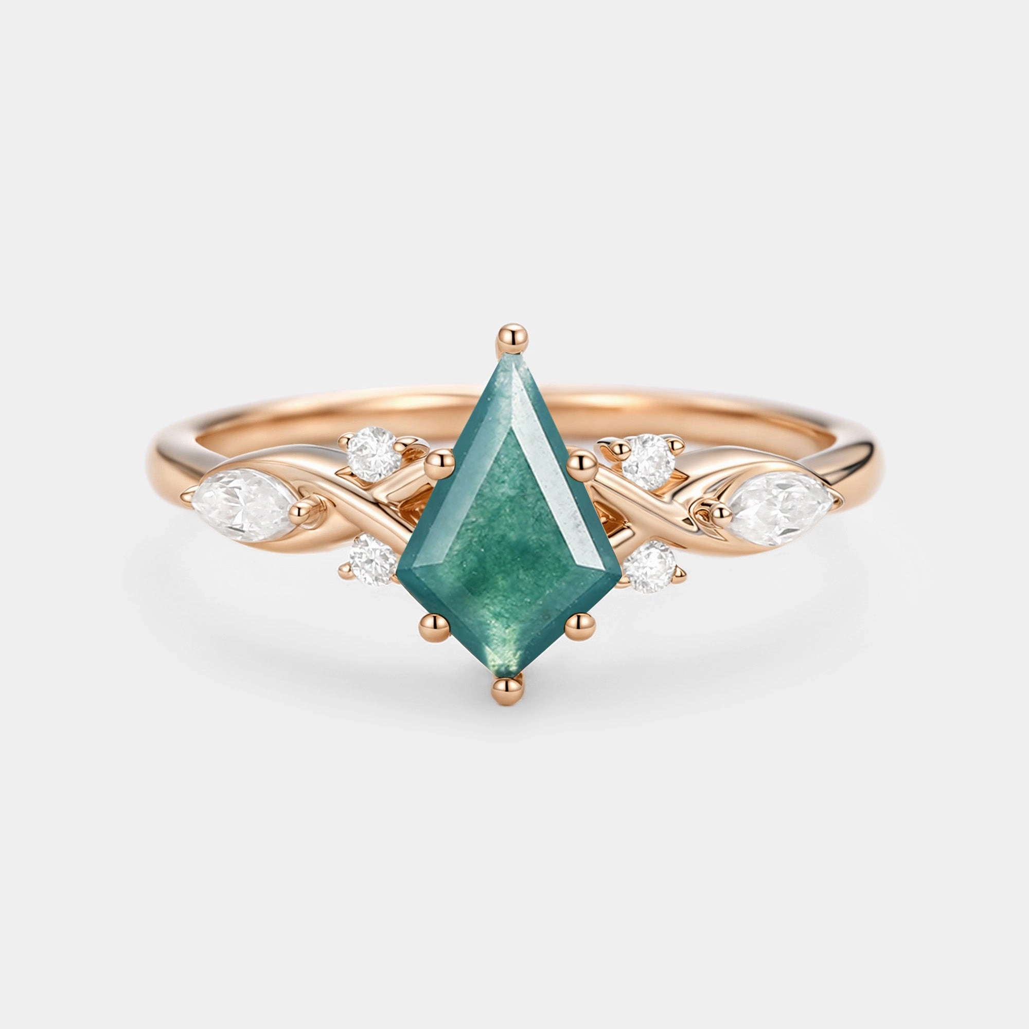 Unique Moss Agate Gold Engagement Ring Timeless elegance Casual Accent