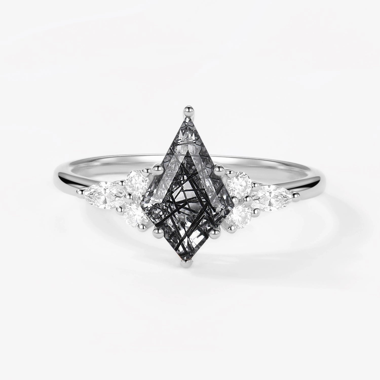 Unique Moss Agate Kite Cut Three Sides Stone Engagement Ring Fashion Form Event Ready