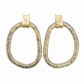 Dusted Carabiner Earrings - 22ky, 18ky   Oxidized Silver Lustrous Trinket