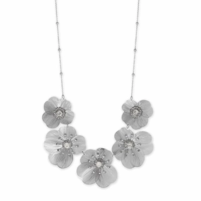 Flower Necklace with Crystals and Satellite Saturn Bead Chain Pure Highlight