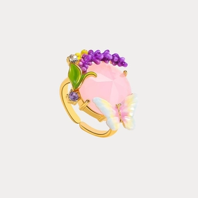 Pink Crystal Lavender Butterfly Ring Artistic expression