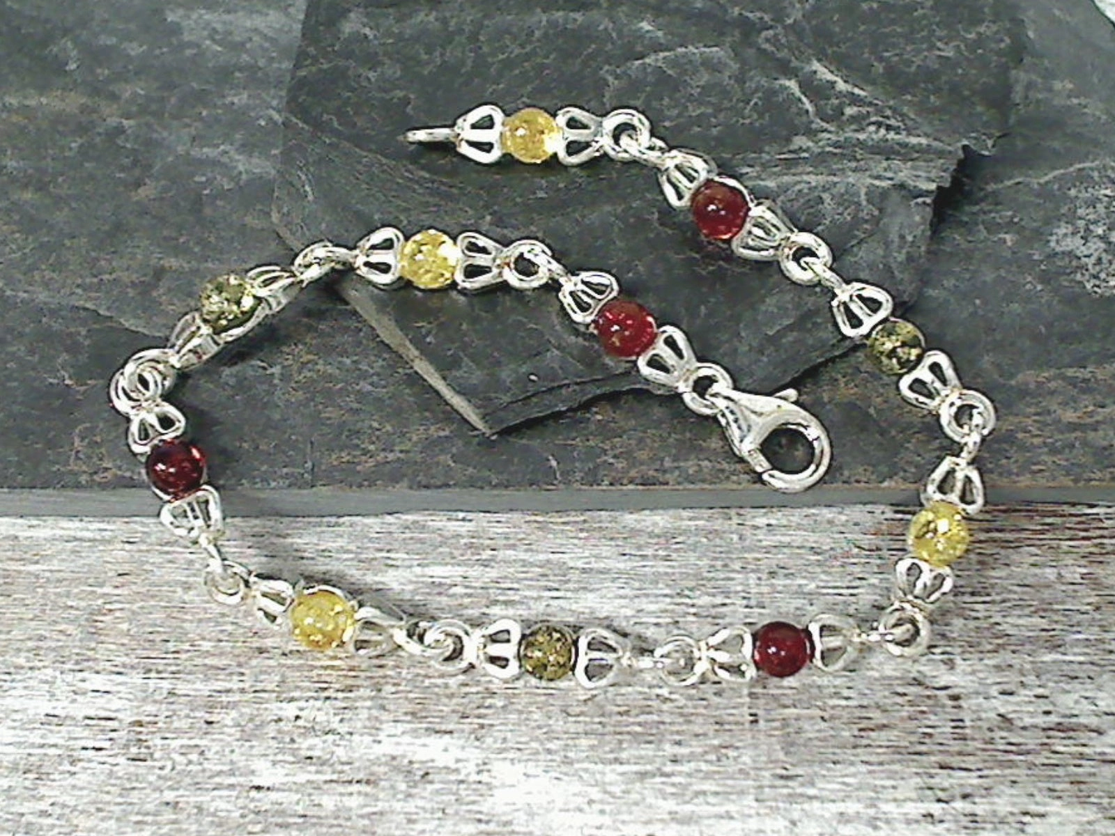 7.5" Amber, Sterling Silver Bracelet Entire Fusions