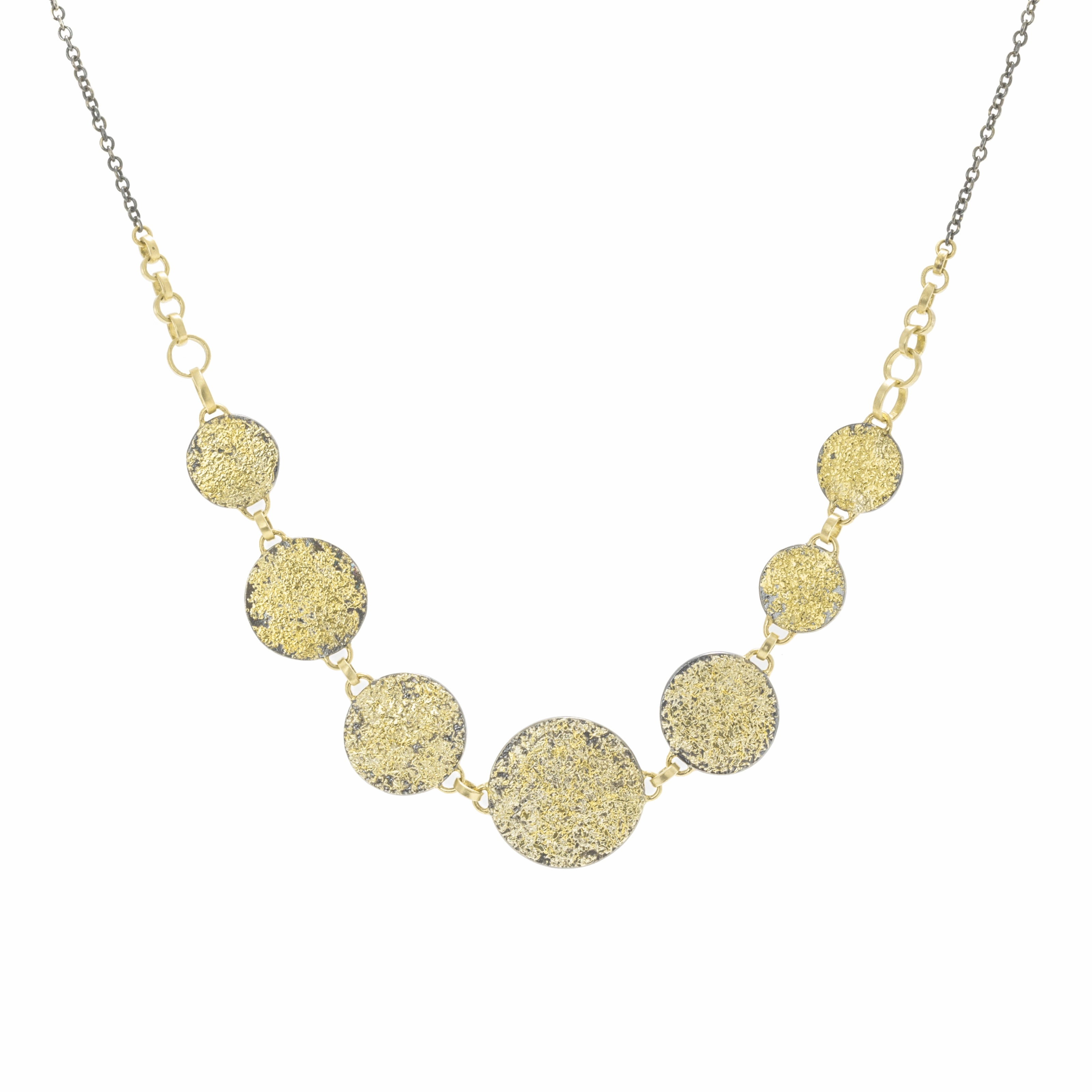 Dusted Statement Necklace - 22ky Gold, 18ky Gold   Oxidized Silver Durable piece Holiday Accent