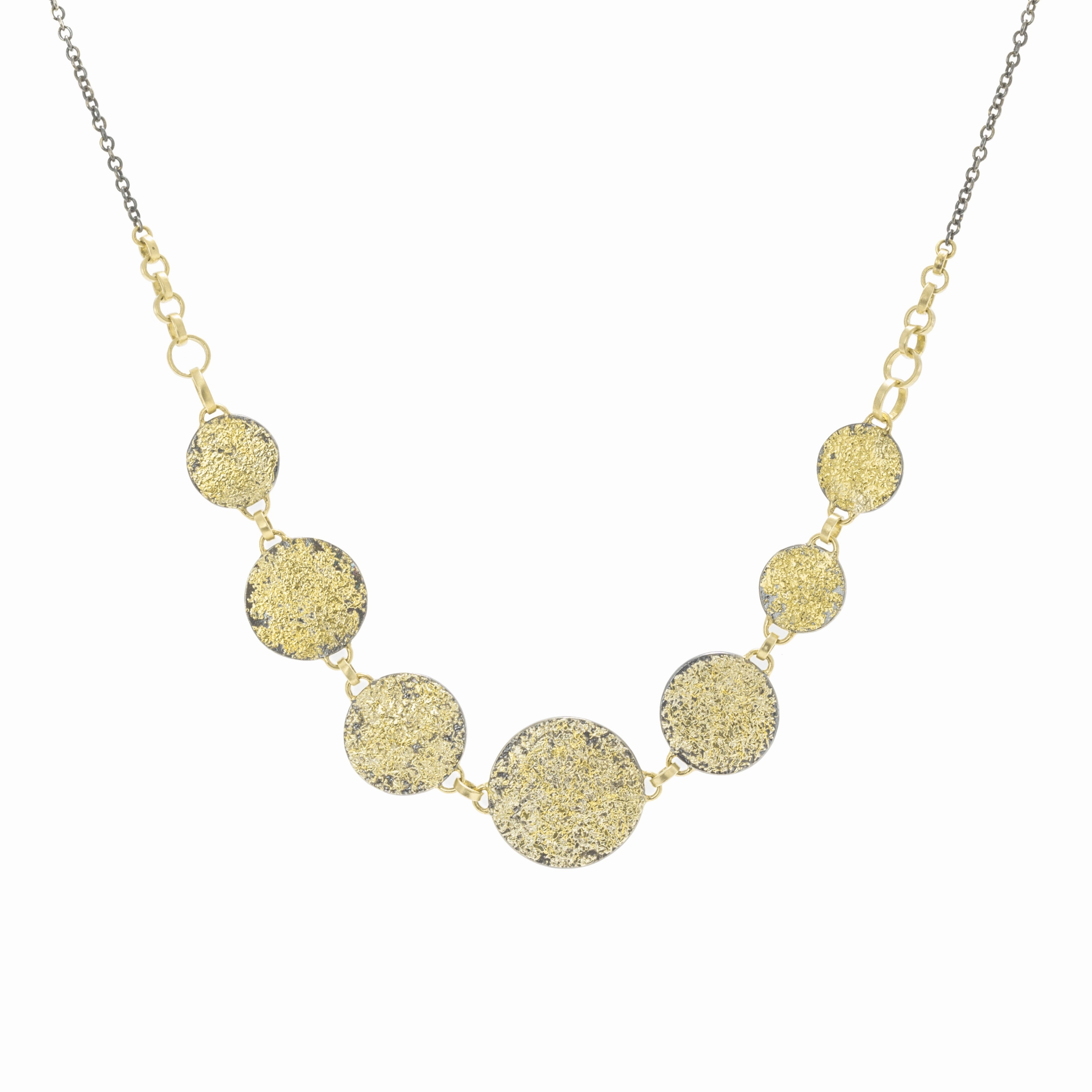 Dusted Statement Necklace - 22ky Gold, 18ky Gold   Oxidized Silver City Look