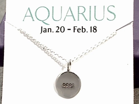 16" - 18" Sterling Silver Aquarius Zodiac Necklace Seldom Jewelry