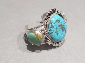 Ray Nez Navajo Sterling Silver Turquoise Cuff - Handmade Native American Tasteful Accent