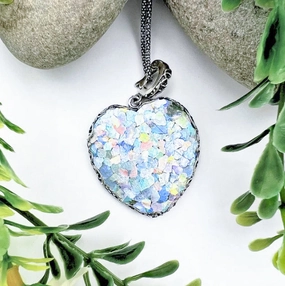 Large Roman Glass Heart Necklace Precious Treasures Flawless Finish