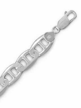 Flat Marina Mariner 250 Sterling Silver Chain Necklace 10mm Width summer look Delicate Glow