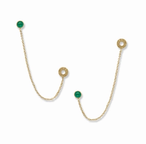 Double Post Earrings Gold-plated Sterling Silver 3.5-inch Chain Connector Expressive Feature Delicate Piece