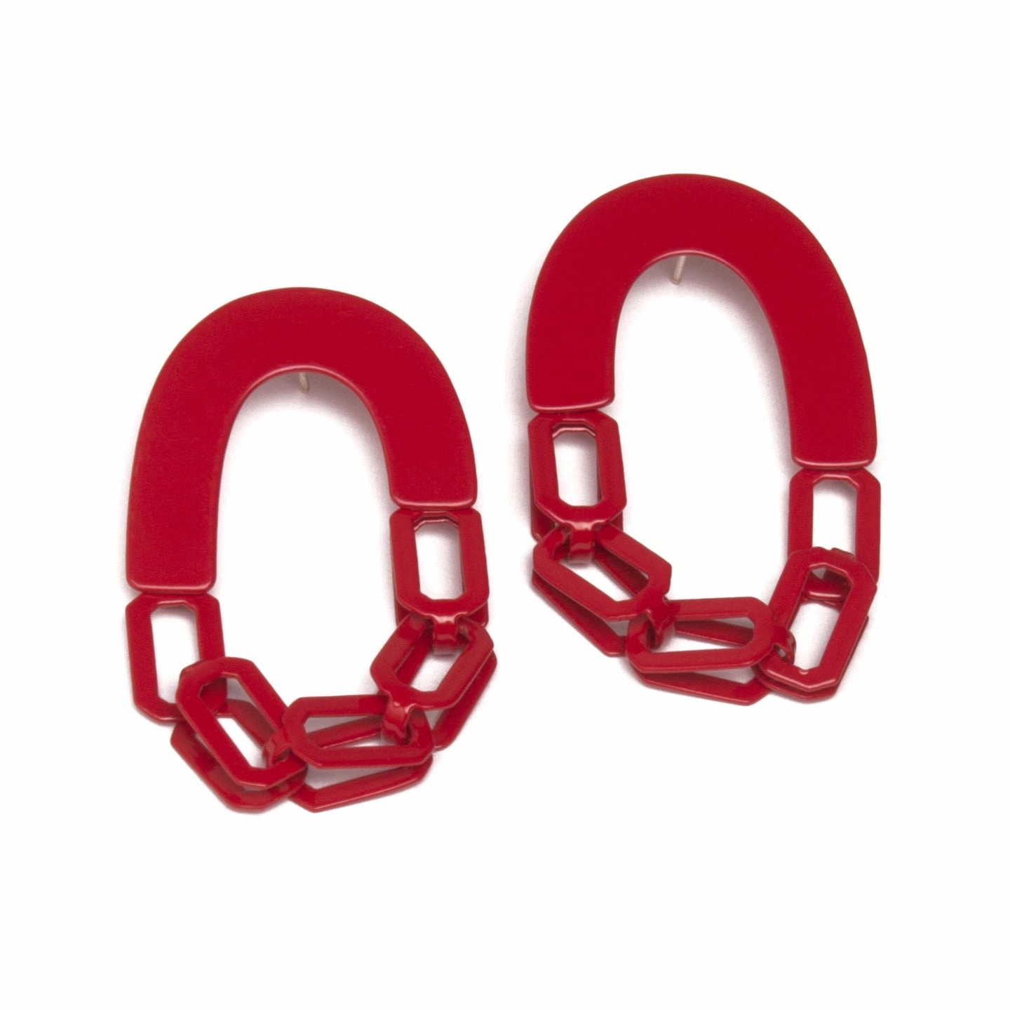 Links with Links Earrings - Red Attractive Appearance Beautiful Trinket