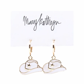 White Cowboy Hat Huggies Stylish Trinket