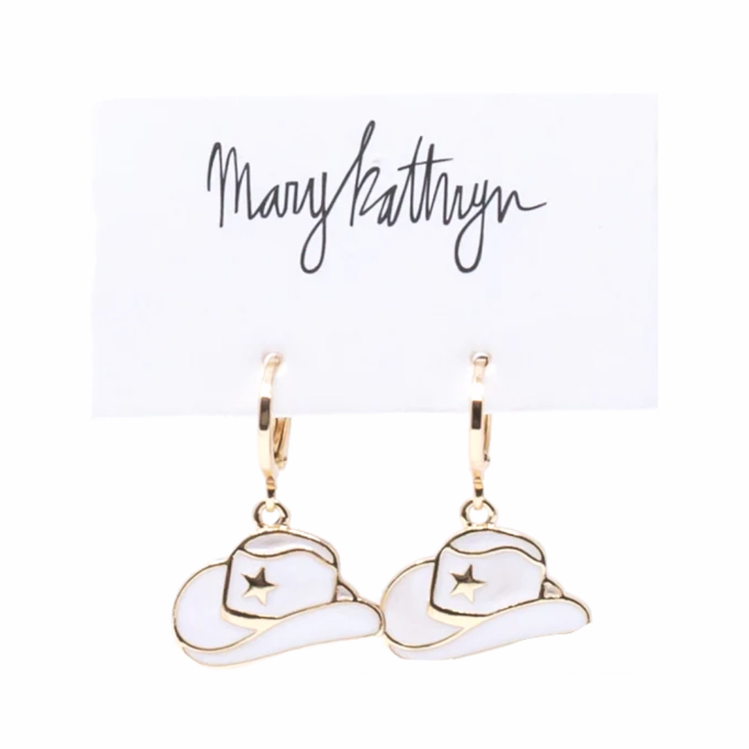 White Cowboy Hat Huggies Stylish Trinket