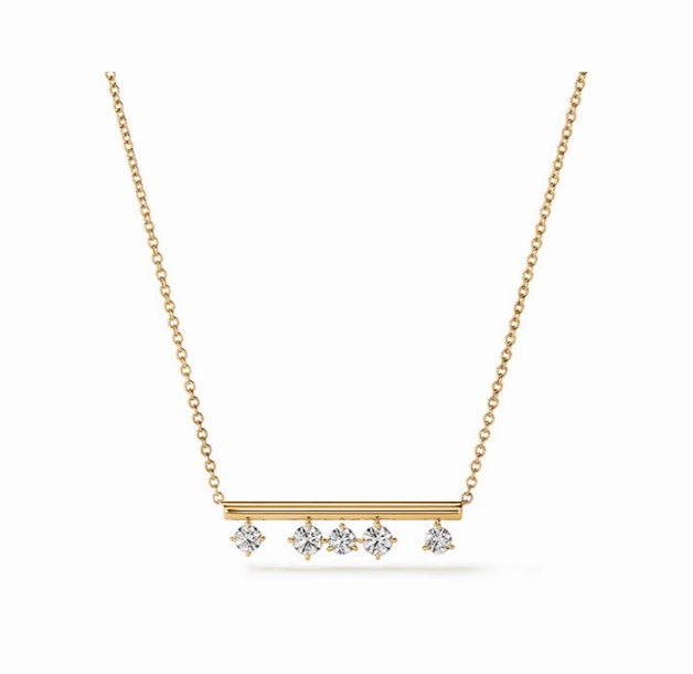 Fresh Look Hearts On Fire 18K Yellow Gold Barre Floating Diamond Necklace (.50ctw)