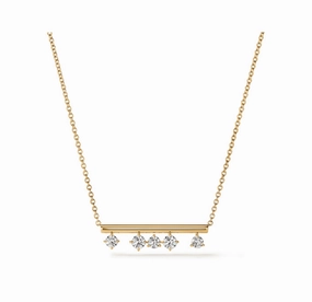 Fresh Look Hearts On Fire 18K Yellow Gold Barre Floating Diamond Necklace (.50ctw)