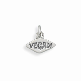 Romantic Feel Vegetarian Vegan Charm Sterling Silver - Made in the USA