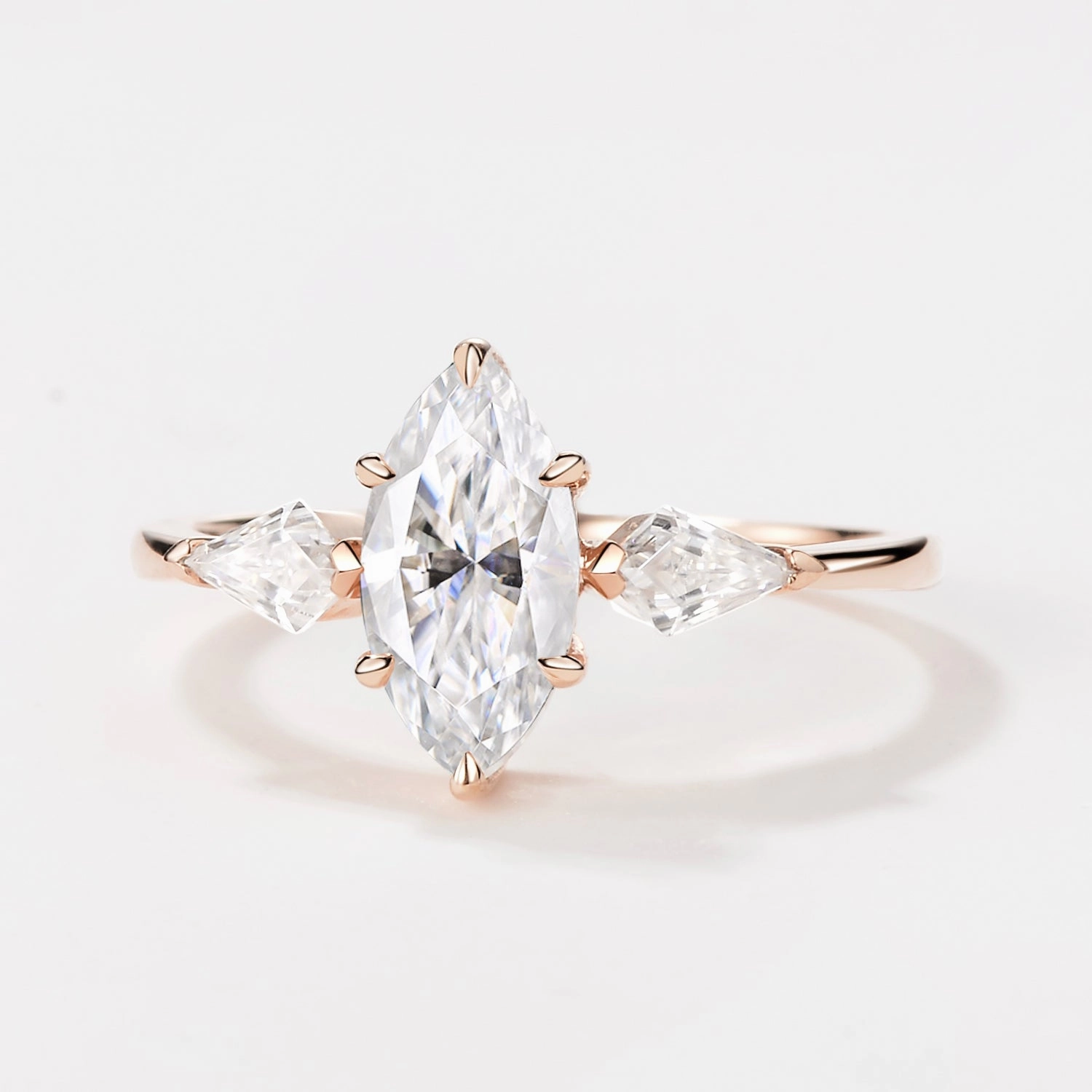 Modern Sparkle Marquise Cut Moissanite Classic Three-stone Engagement Ring