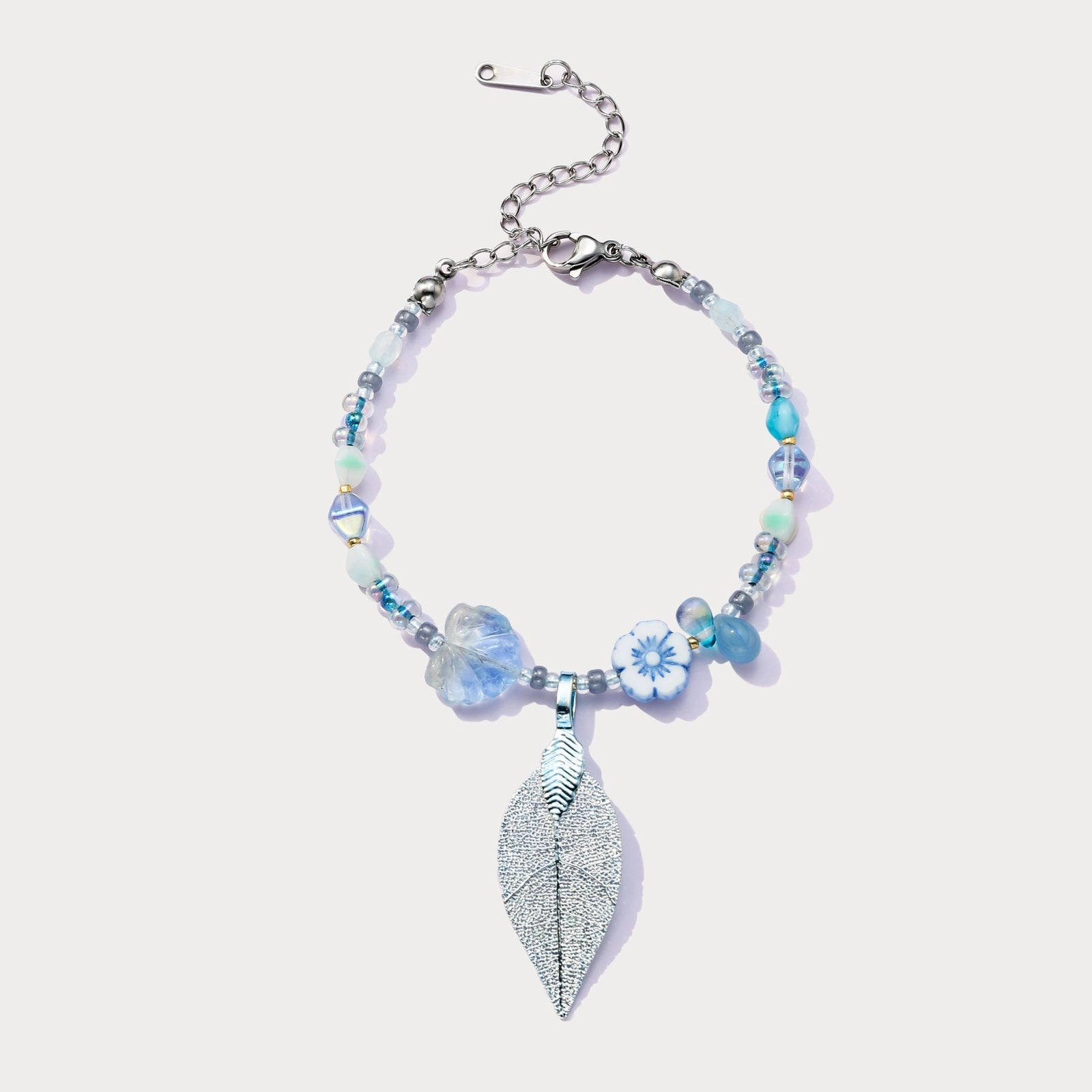 Blue Leaf Bead Bracelet Uplifting Fusions
