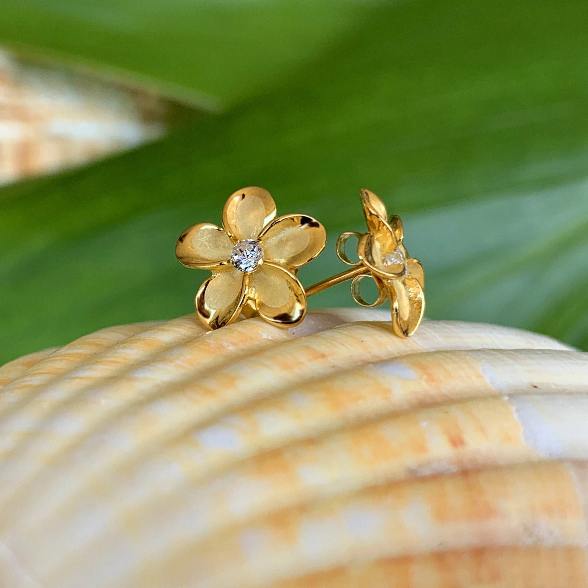 Durable Selection Nui Plumeria Cubic Zirconia Earrings