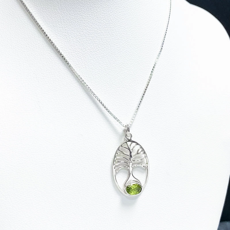 Handcrafted Accent Sterling Silver and Gemstone Tree of Life Pendant