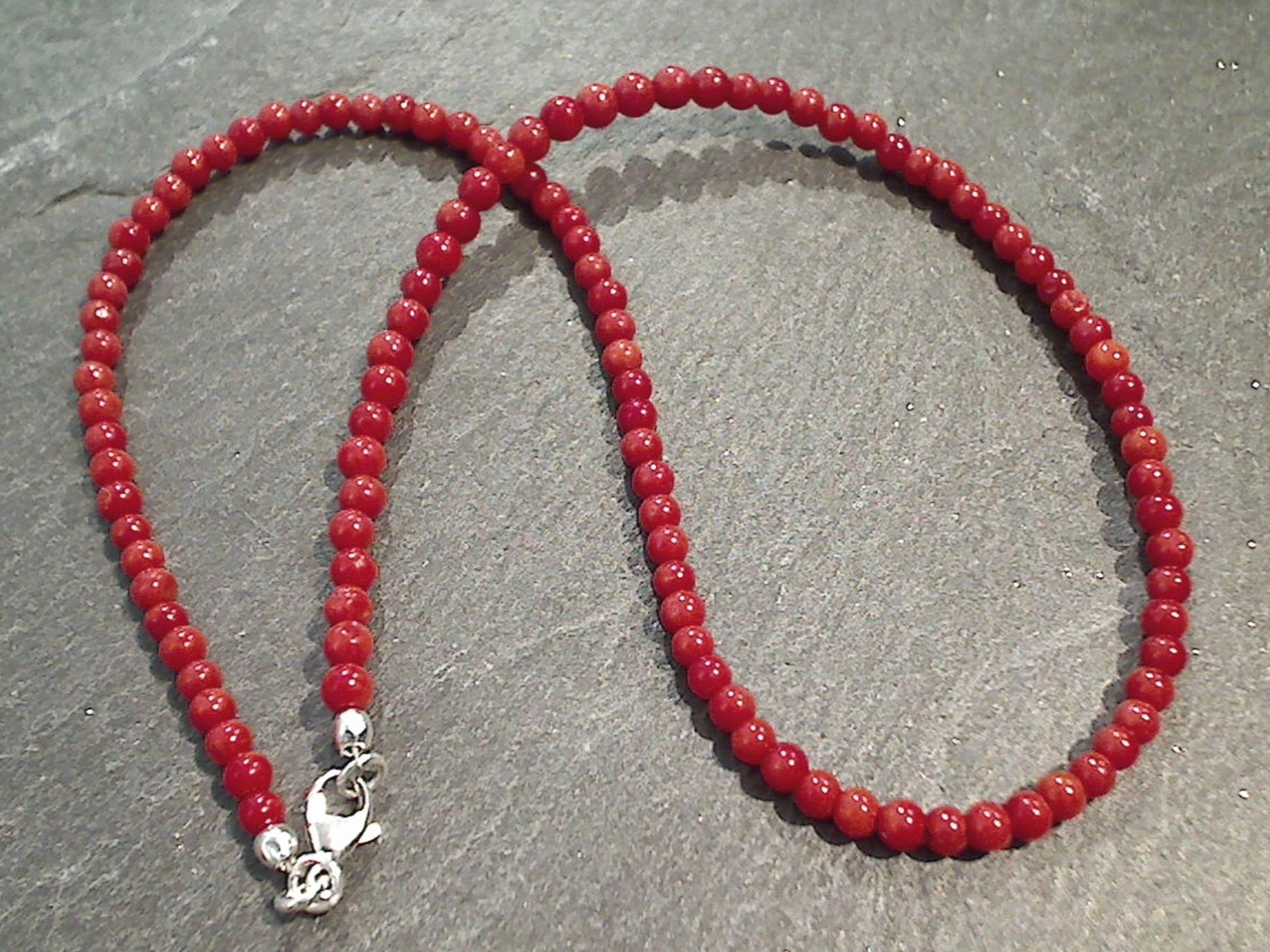 Urban Look Romantic Event 14" Red Coral, Sterling Silver 3MM to 4MM Necklace