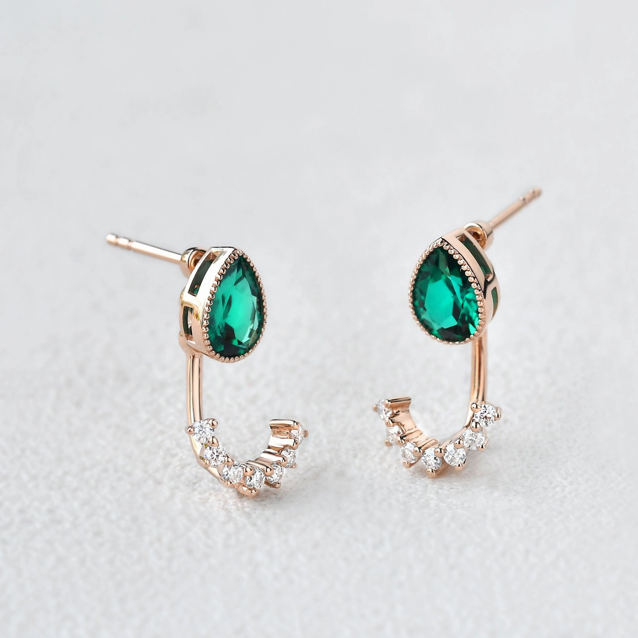 Feminine Light Casual Combo Felicegals Emerald Vintage Earrings Set 2pcs