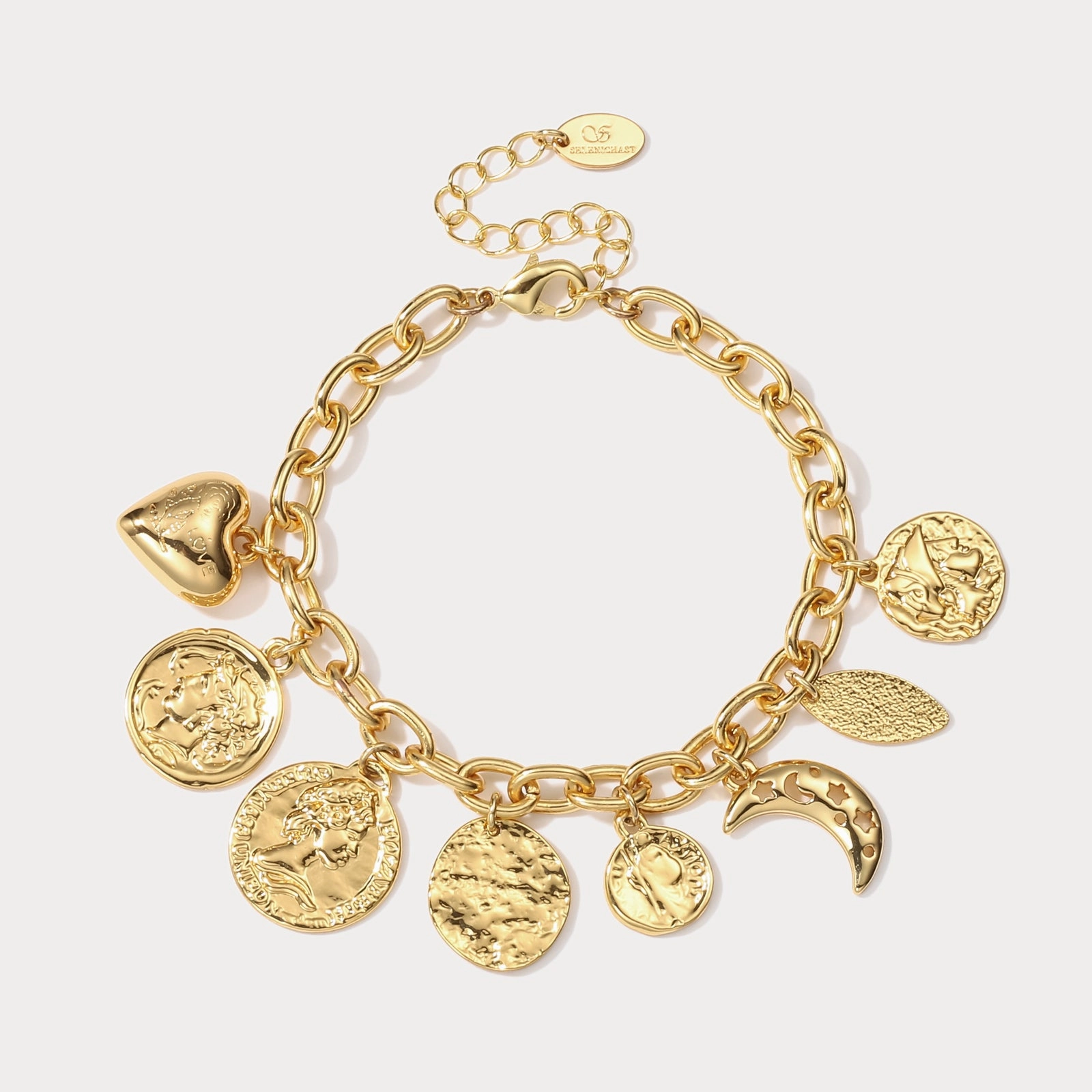 Bright Highlight Gleaming Detail Victorian Moon Love Bracelet