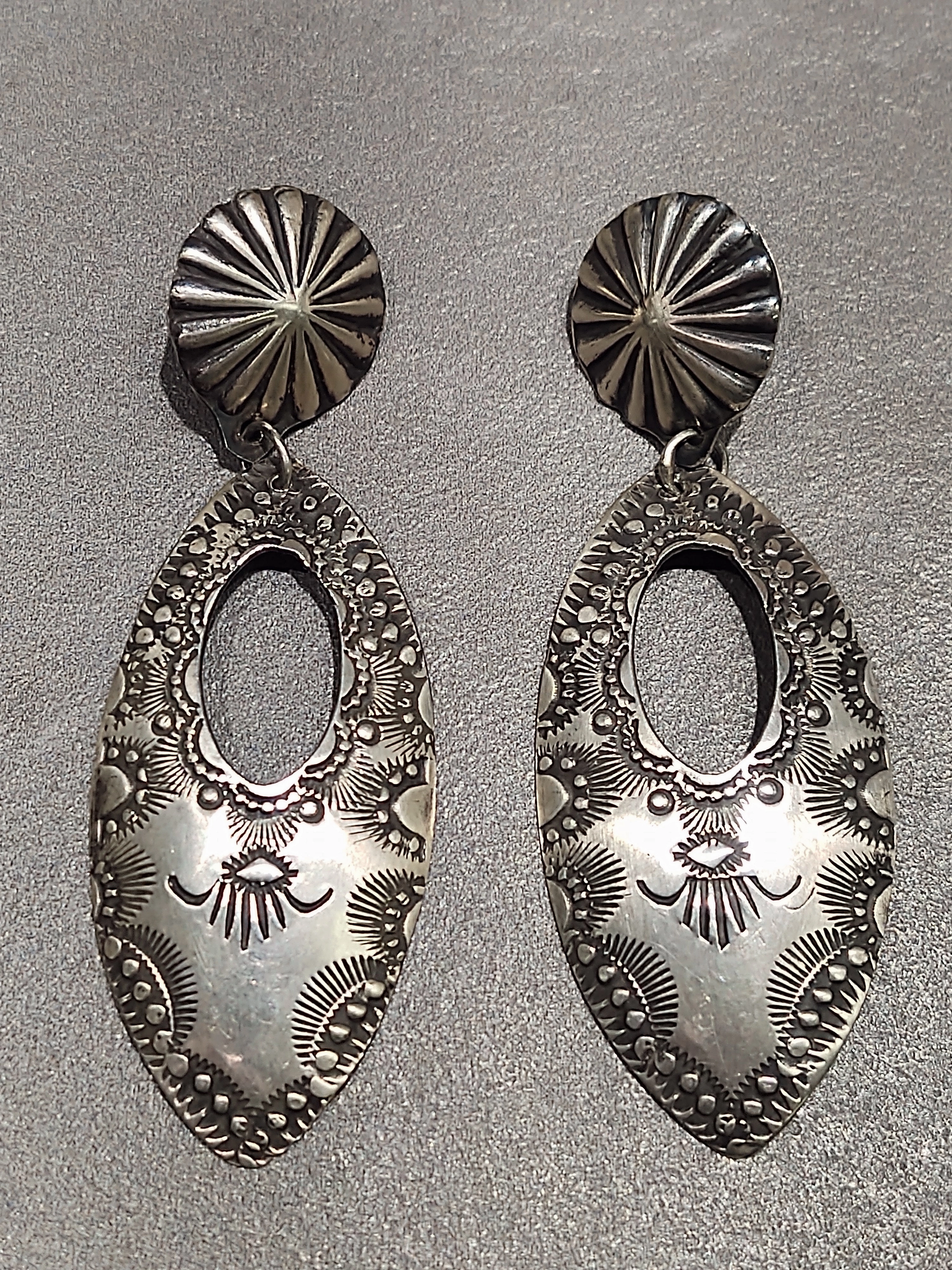 Vincent Platero Navajo Sterling Silver Earrings - Handmade Native American Contemporary Glow
